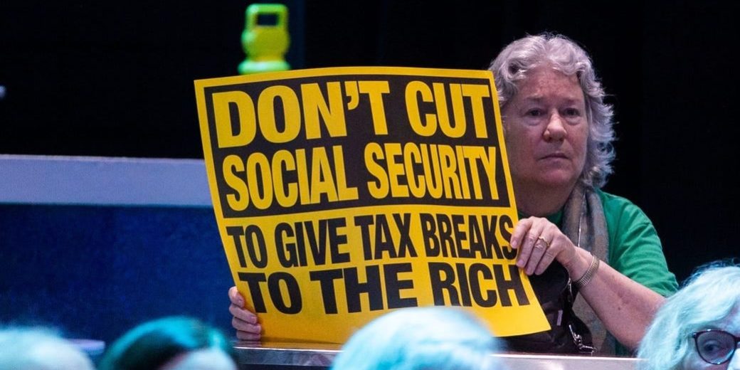 People listen during a town hall on Social Security hosted by the Leon County Democrats with former Commissioner of Social Security Administration Martin O’Malley speaking May 9, 2025. Mishalynn Brown/Tallahassee Democrat / USA TODAY NETWORK via Imagn Imag